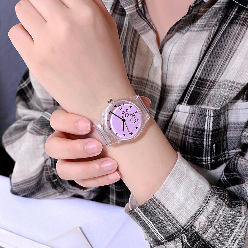 UTHAI CQ69 Kids Quartz Sport watch Jelly For Girls Boys Children women clocks Wristwatch Cartoon Transparent color Simple