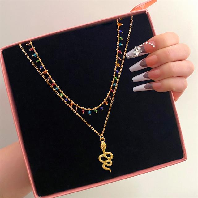 Silver Color Shining Crystal Butterfly Pendant Necklaces Double Layer Pendant Clavicle Choker For Women Jewelry Gifts