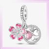 925 Sterling Sølv Hjerte Blomst Luftballong Flamingo Rosa Sjarm Plata De Ley Bil Katt Perle DIY For Originalt Armbånd Smykker