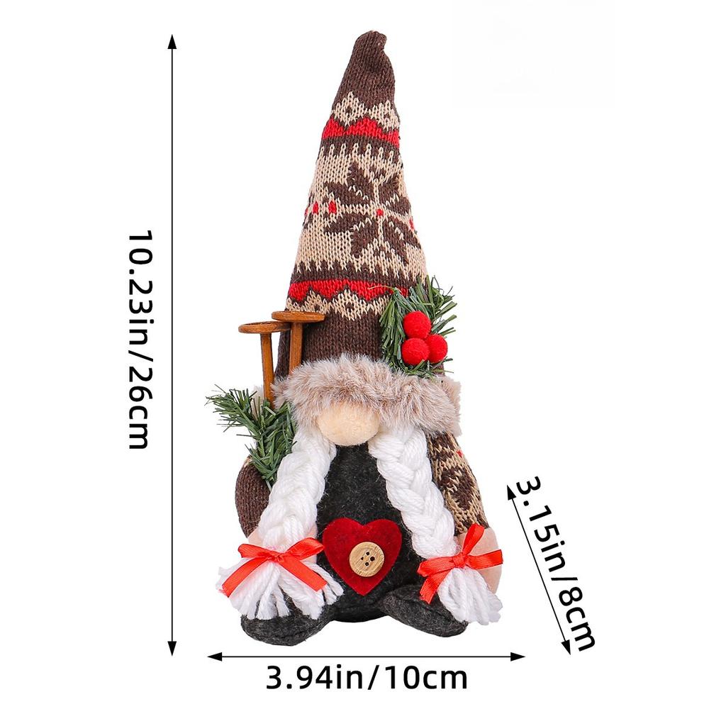 Knitted Pointed Hat Doll Ornament Christmas Creative Holding Cane Rudolf Faceless Doll Decoration Holiday Atmosphere Supplies
