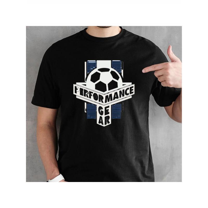 

European sizes Men s T-shirt with Football Pattern, Birthday Men s Casual Wear, Round-neck Men s Short-sleeved T-shirt, Men s Daily Wear for Holidays S чёрный
