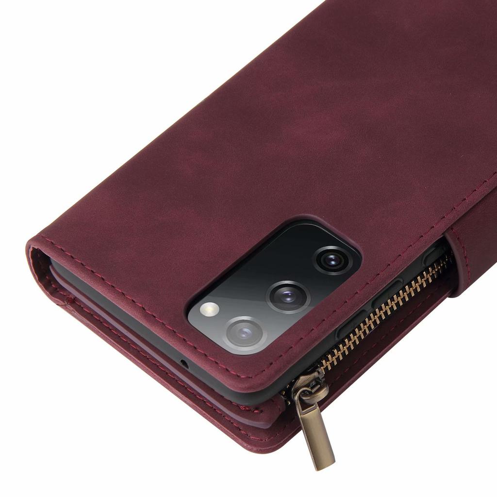 Suitable for Samsung S20 FE mobile phone leather case S20 retro matte multi-function zipper wallet insert card protective case
