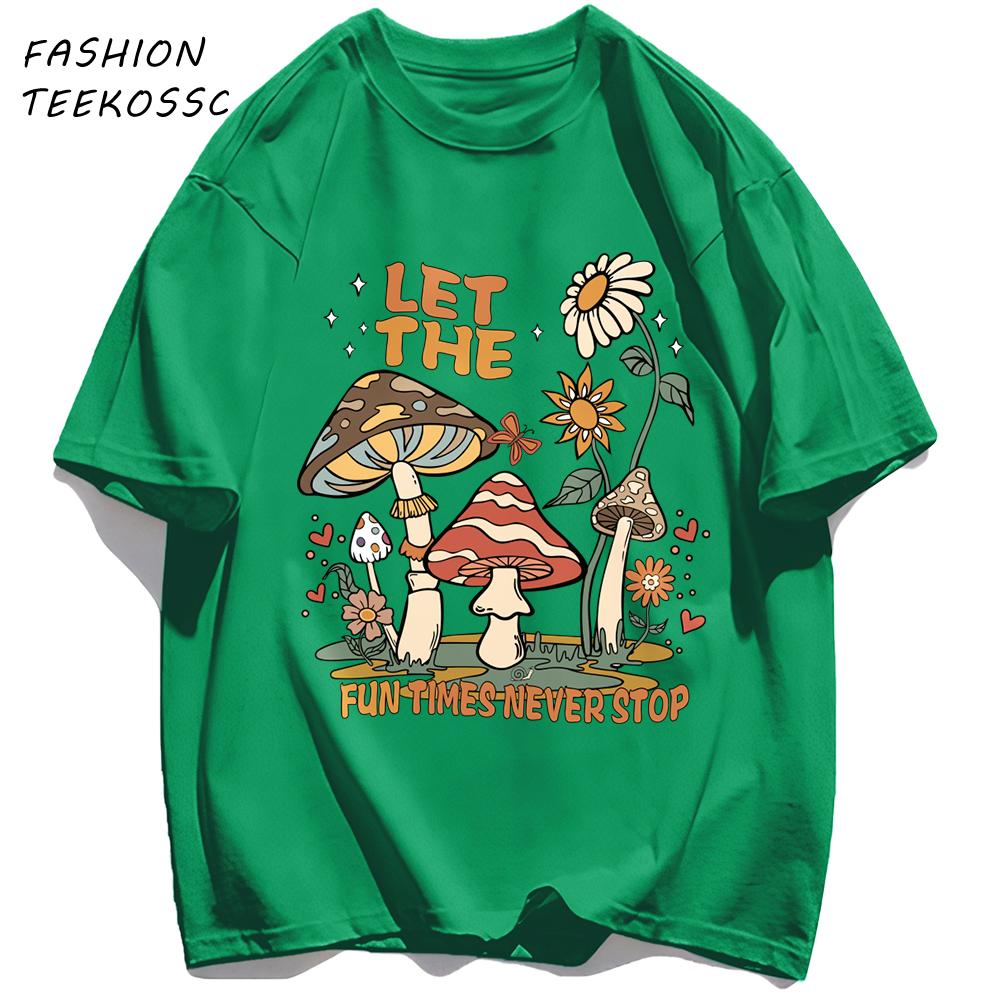 

Fun Times Never Stop MushroomtShirt Men Sport Summer Short Sleeve Casual Loose Sportswear Unisex Cotton Comfortable T Shirt 3XL