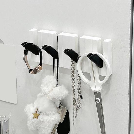 Wall Hook Piano Shape Storage Hook 45 Degree Foldable Hanging Hook for Clothes Hats Bags Keys Towels
