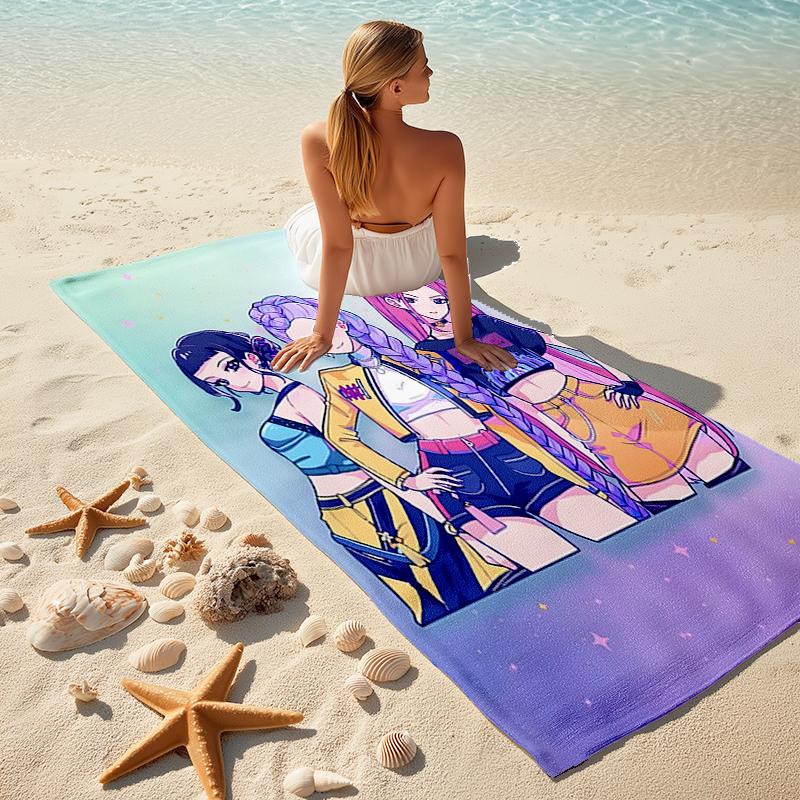 1pc KPop Demon Hunters9 Beach Towel, Comfortable and Thick, and Swimming/Bath/Picnic/Camping Towel, Suitable for Seaside Beaches