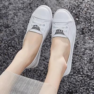 Leather Little White Shoes Women's Spring and Summer New Breathable Shallow Mouth Women's Single Shoes Versatile Women's Board Shoes Tide