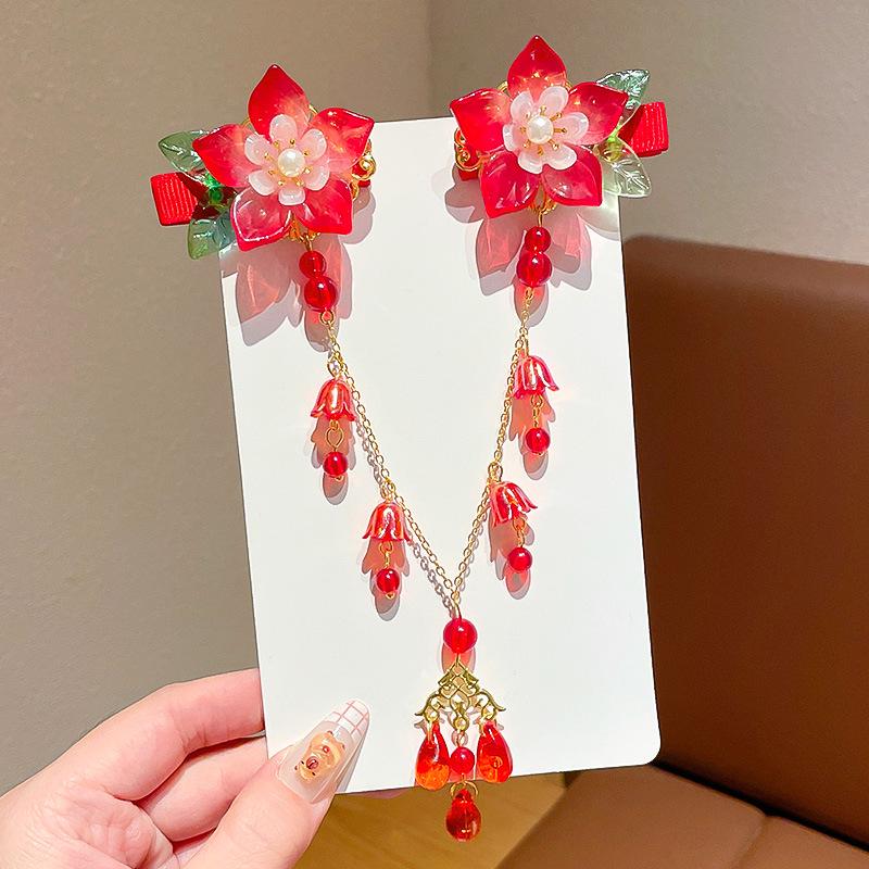 Acessórios de Cabelo Hanfu de Estilo Antigo: Adorno de Cabeça Infantil com Corrente de Testa, Franja e Design de Fada Princesa