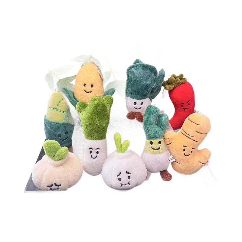 Cute Soft And Plush Vegetable Keychain Toys Including Garlic Onion Chili And Characters Corn