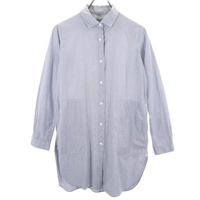 YAECA made in Japan Streifen Langarm Tunika M Graues Hemd Damen Gebraucht