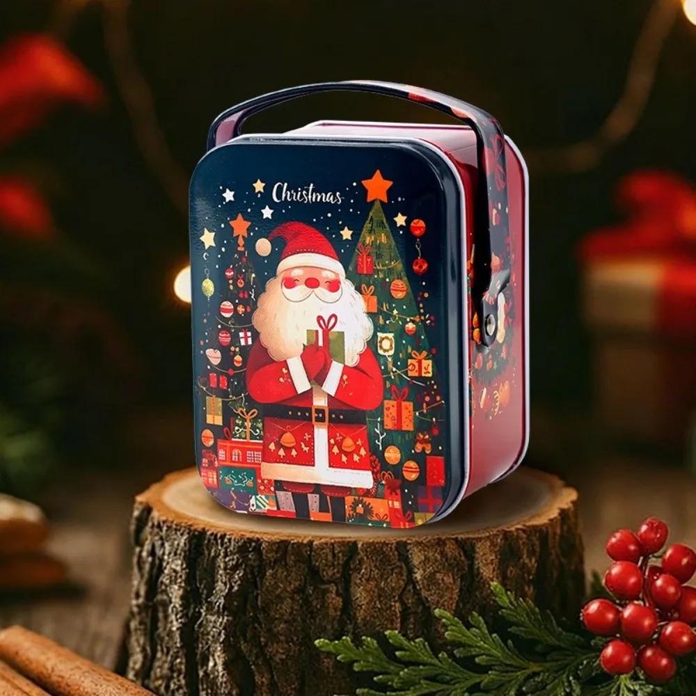Exquisite Cartoon Christmas Gift Box Tinplate Christmas Decoration Christmas Candy Box Party Supplies Portable Xmas Ornaments