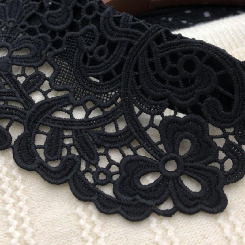 Schwarz/Weiß Hohlstickerei Hemd Falscher Kragen für Damenanzug Abnehmbares Rundhalshemd Abnehmbare Kragen Dekorativ