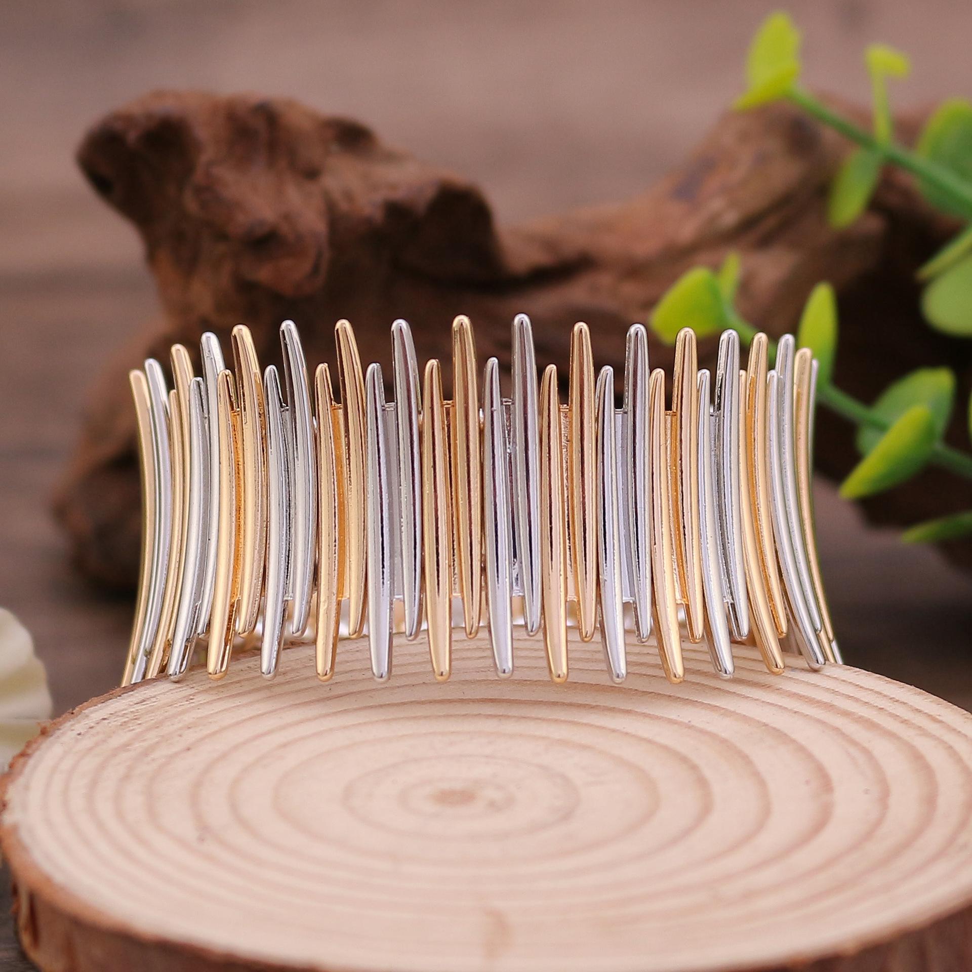 

Оригинальный двухцветный браслет из эластичного сплава с шипами, современный нерегулярный мужской и женский браслет из экологически чистого сплава Elastic adjustable