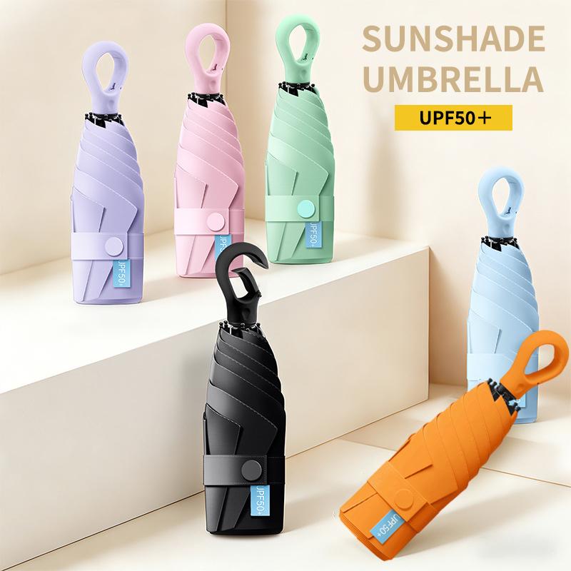 Uv Protection Mini Umbrella Ultralight 6-Fold Portable Sunshade For Women Outdoor Beach Travel Compact Windproof Quick Dry