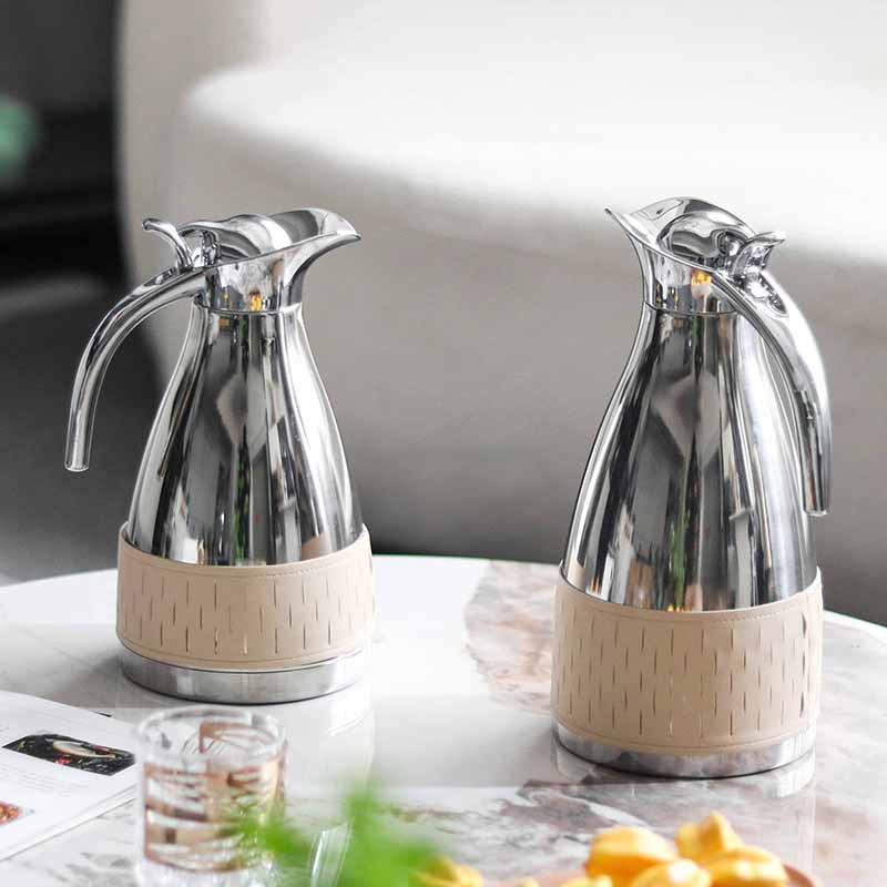 Luxury Stainless Steel Kettle, Tea Set, Metal Woven Leather Cold Water Kettle, Living Room Decoration, Kitchen Supplies