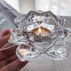 Decorative Glass Candle Holder Crystal Lotus Flower Tealight Holders, Tea Light Candlestick Decor Thick with Deep Grooved Plate, Multifunctional