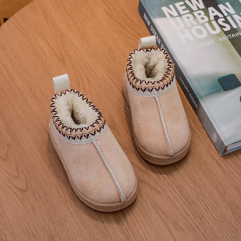 

Осенне-зимние детские ботильоны, мягкие повседневные хлопковые туфли для девочек, однотонные детские школьные плюшевые ботинки, теплые, универсальные 19 бежевый