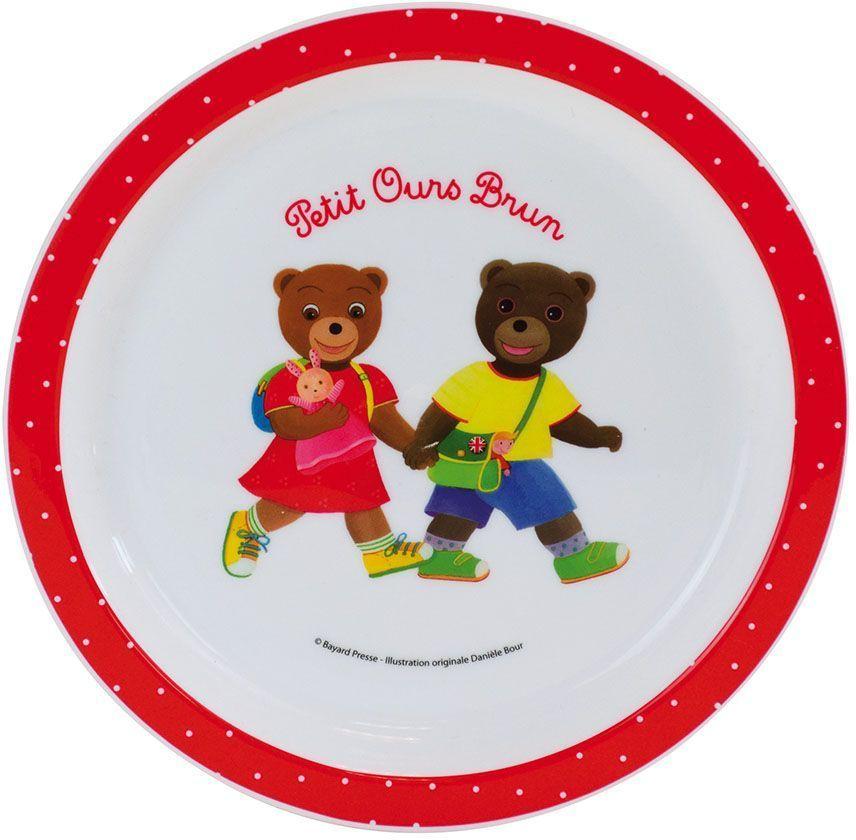 Lot Vaisselle - FUN HOUSE - PETIT OURS BRUN - Assiette Plate Ø 22 Cm, 2 Assiettes Creuses Ø 16 Cm, 2 Verres 220 Ml Et Peluche 18 Cm