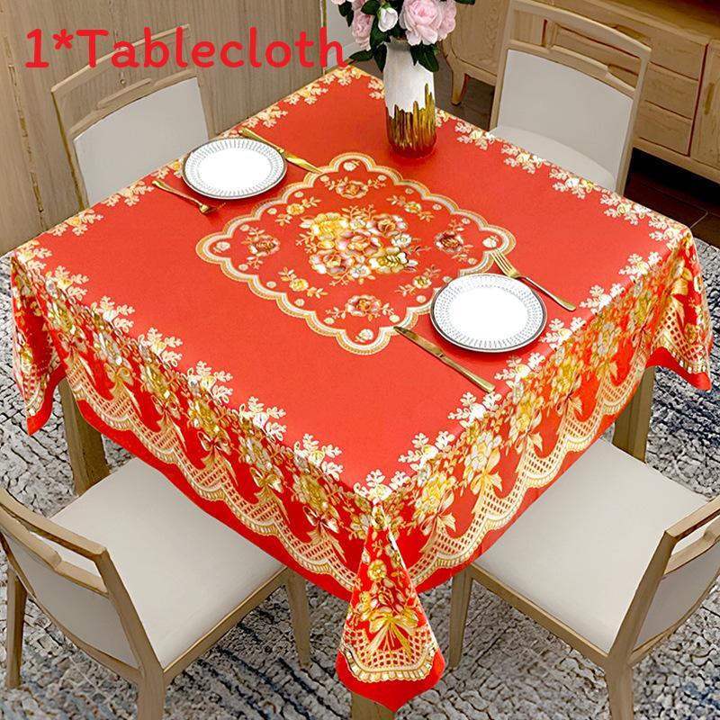 Pvc Round Square Tablecloth With Geometric Pattern For Home Dining And Holiday Decor