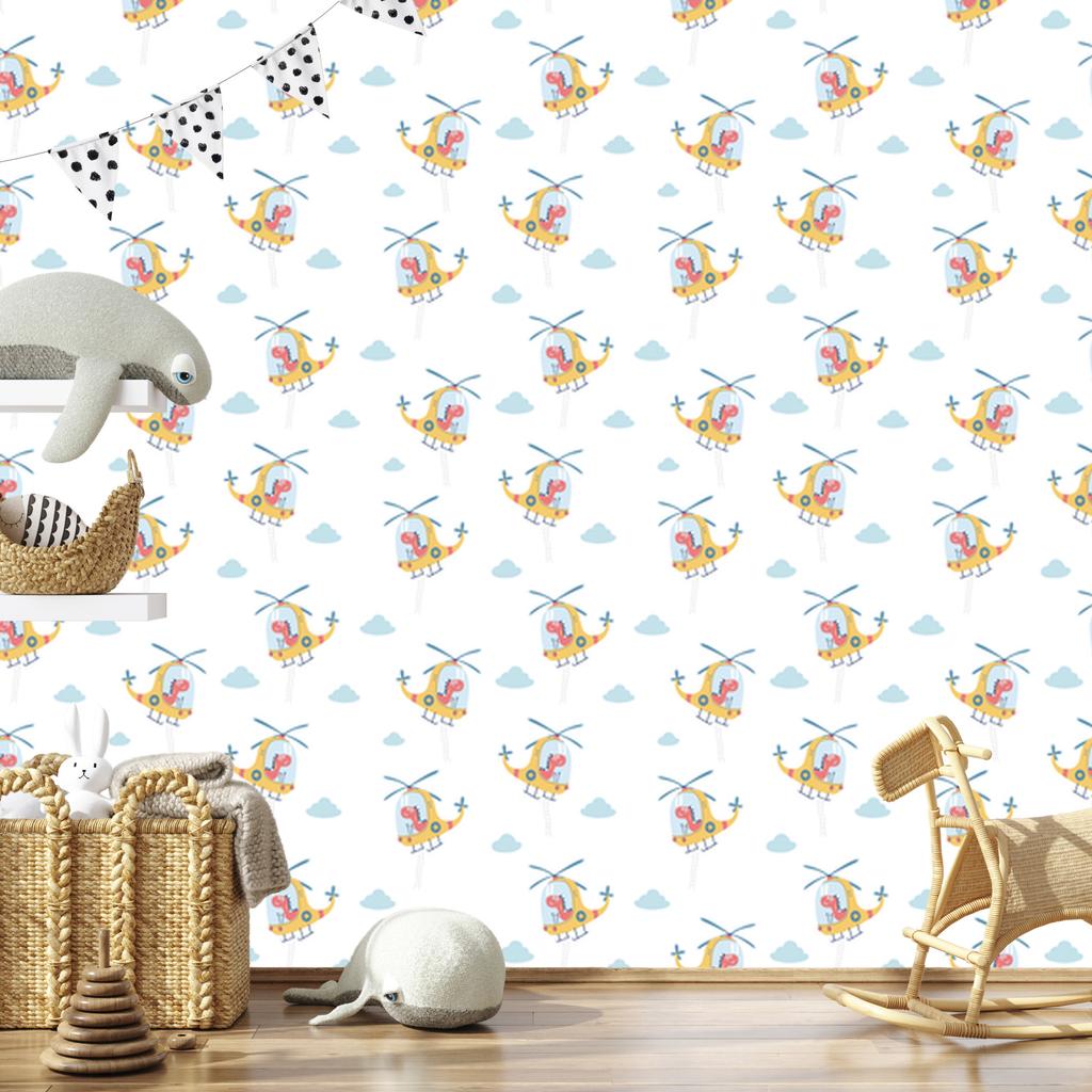 Dinosaurs in helicopters wallpaper for living room and bedroom 50x1000