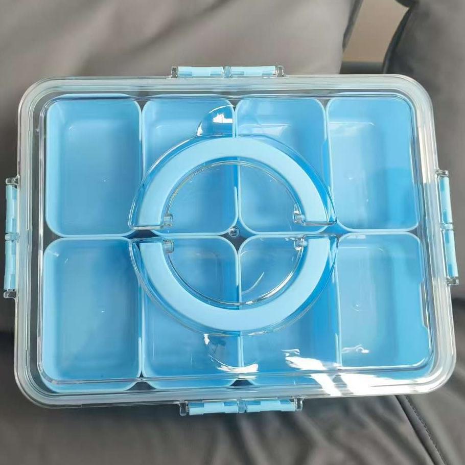 Airtight 8-Compartment Seasoning Box with Lid for Kitchen and Refrigerator Storage