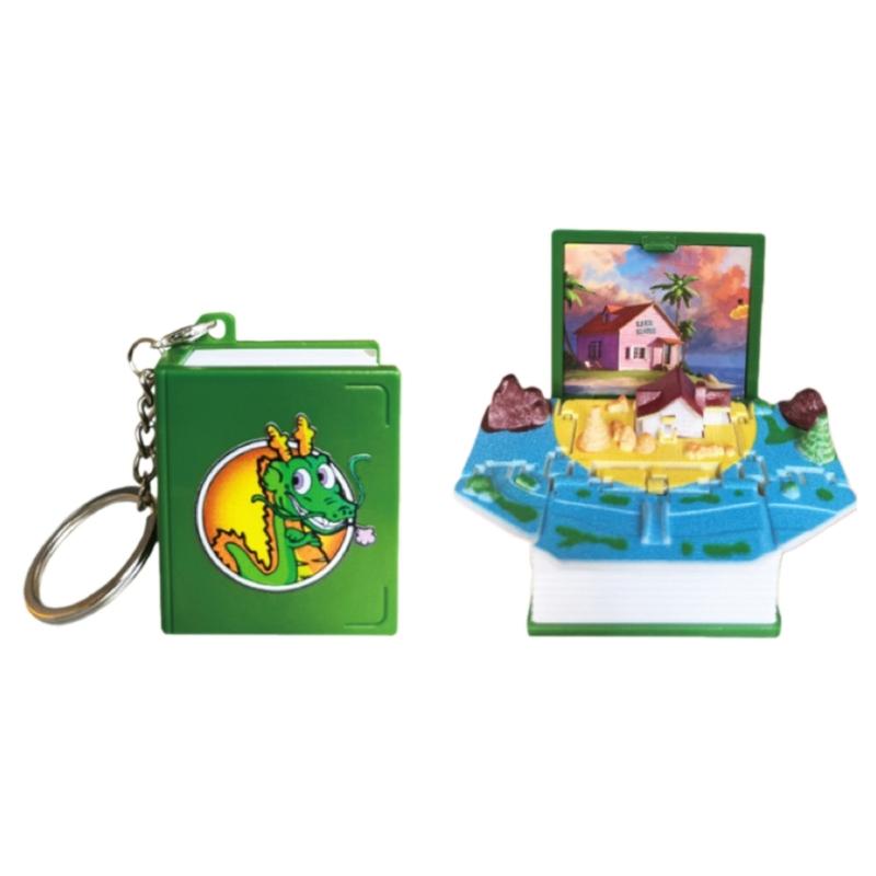 2026 new 3D Folding Book Keychain Fold Book Popup Dinosaur cat World Keyring For Kid Children Toy Dinosaur Party Gift