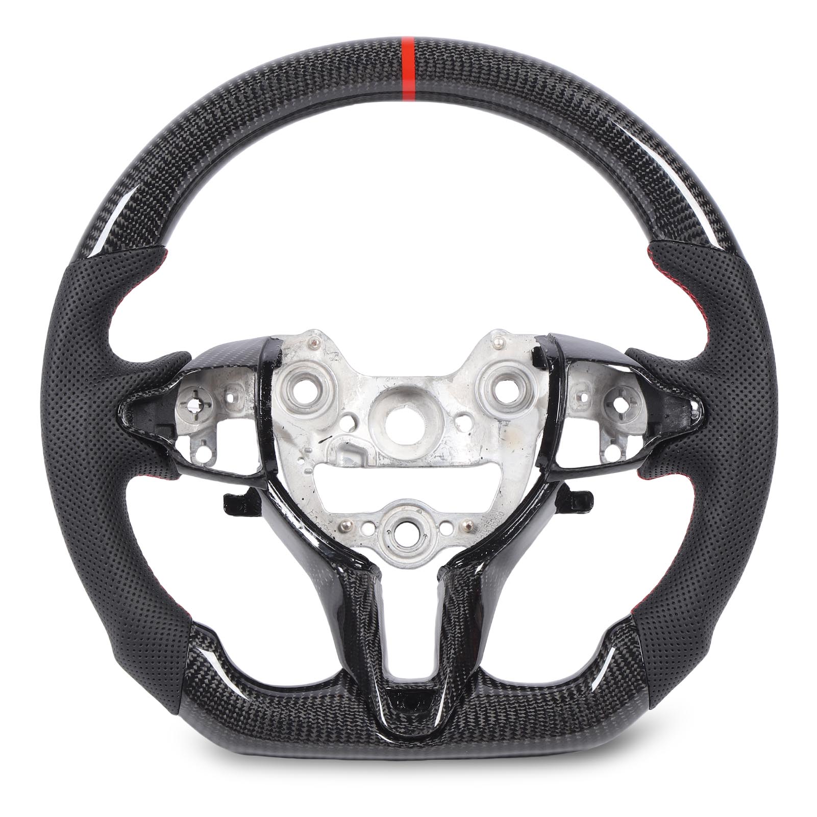 

Carbon Fiber Steering Wheel Perforated Leather With Button Trims Replacement for I30 N 2018 and After