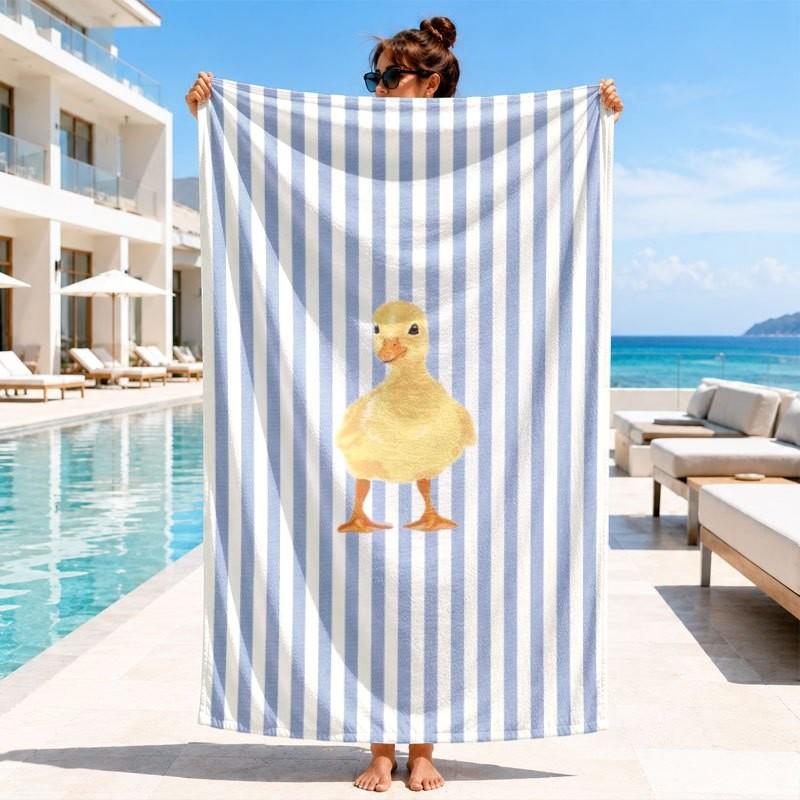 Italian Summer Doodle Style White Base La Dolce Vita Seafood Fruit Cocktail Hibiscus Line Drawing Print Quick Dry Beach Towel