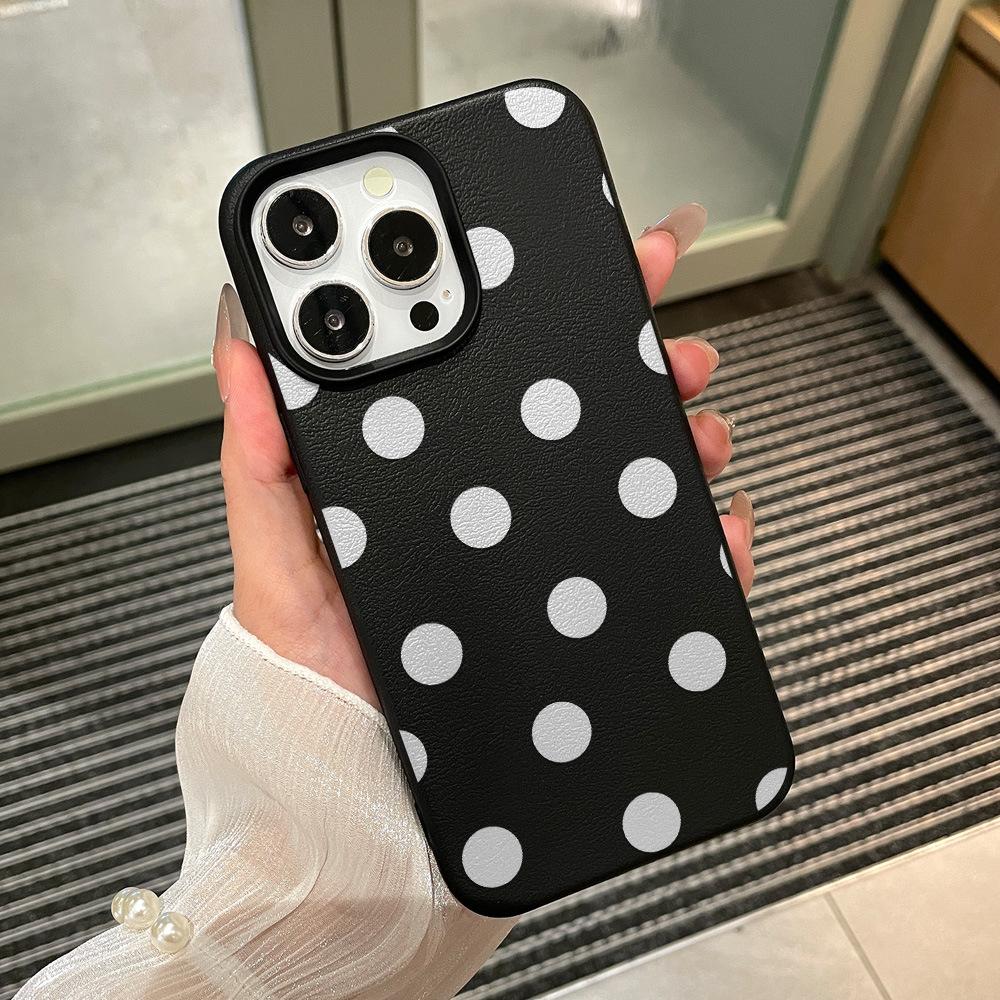 Applicable to iPhone11promax black background white polka dot mobile phone case Apple 11 all-inclusive anti-drop hard case women's model