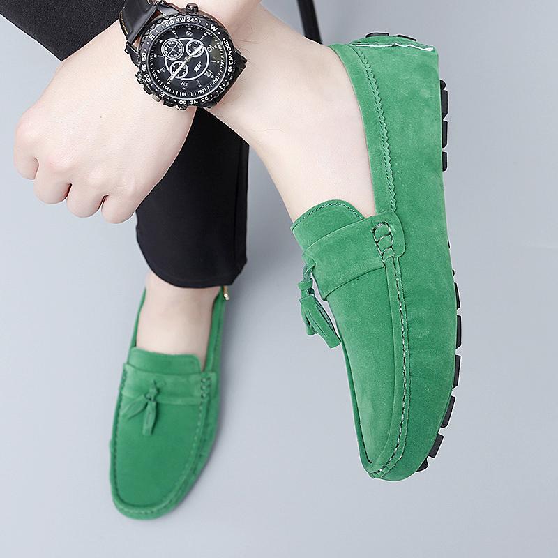 Fashion New Style Men Business Loafers Suede Leather Slip On Flats Handmade Casual Shoes Formal Wedding Driving Shoes Breath Moccasins
