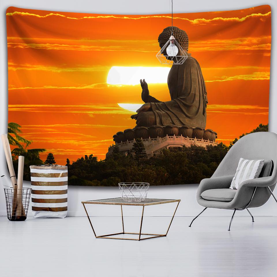 Buddha Wandteppich Blume Wandbehang Räucherkerze Buddha Statue Heimkunst Dekoration Schlafzimmer Wohnzimmer Hängevorhang