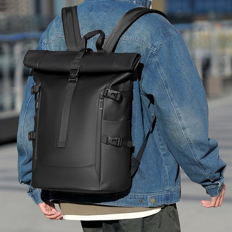 Shoulder Bag Men's Senior Sense of Business Computer Outdoor Leisure Rolled Edge Travel Backpack Fashion Commuting