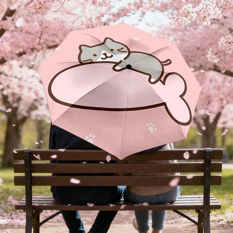 Adorable Cat on Cloud Umbrella: Automatic Opening & Closing, Outdoor Travel Accessory, Lightweight and Durable, Perfect Gift 059