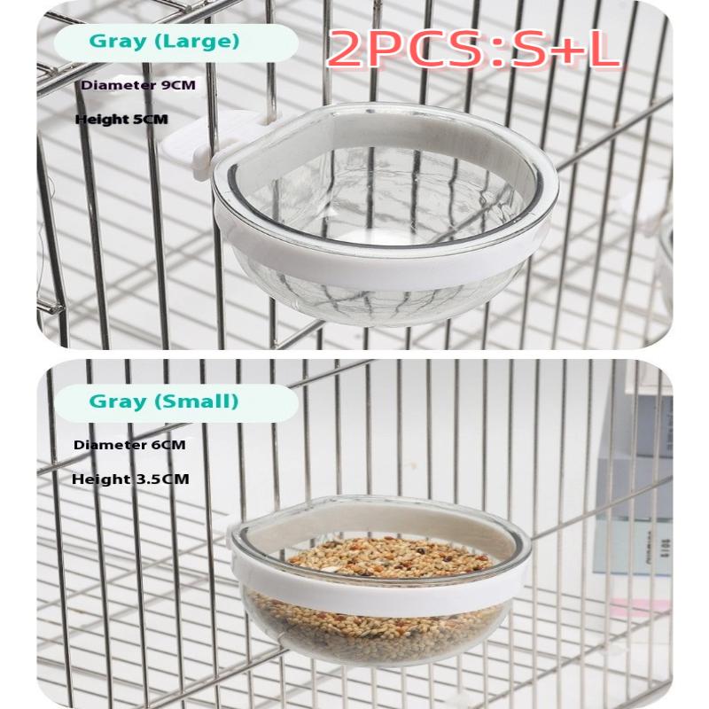 Bird Feeding Bowl Detachable Transparent Bowl Plastic Food Cup For Cage Convenient Hanging Seed Water Feeder For Parrots