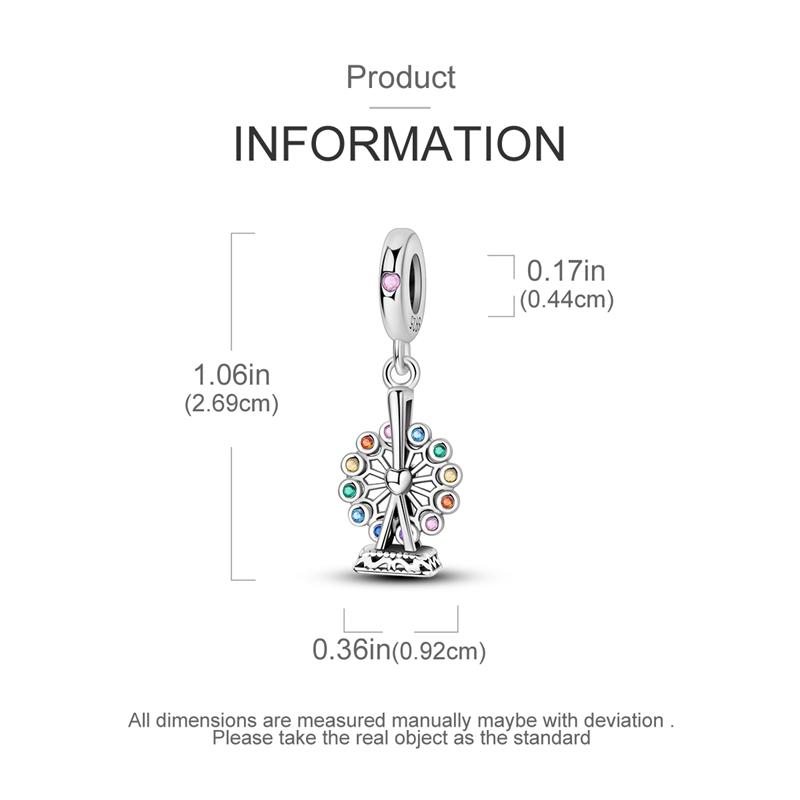 Charms Plata Colorful Rotating Ferris Wheel Pendants Fit Original Bracelets Charms For Women Jewelry Diy Making Gifts