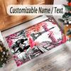 Valentine Love Theme Crystal Velvet Rug Personalized Custom Name Text Soft Floor Mat Home Decor