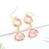 1 Paar Damenohrringe Leichte Handgefertigte Wassertropfenohrringe mit Blau-Rosa Kunstkristallen Schmuckgeschenk