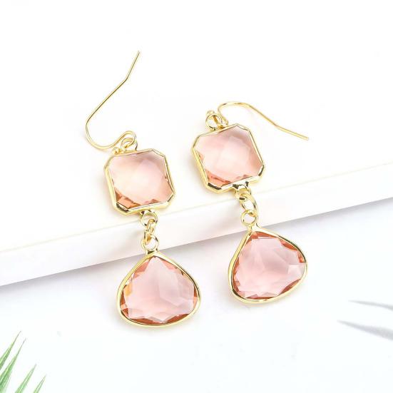 1 Paar Damenohrringe Leichte Handgefertigte Wassertropfenohrringe mit Blau-Rosa Kunstkristallen Schmuckgeschenk