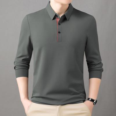 Spring Autumn New Style Middle-aged Men's Polo Shirt Lapel Casual Long-sleeved Bottoming