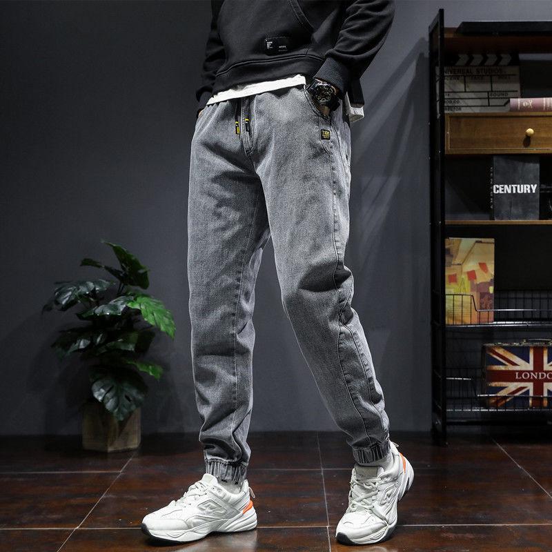 Men's Plus Size Elastic Waist Harem Jeans - Spring/Autumn Loose Fit