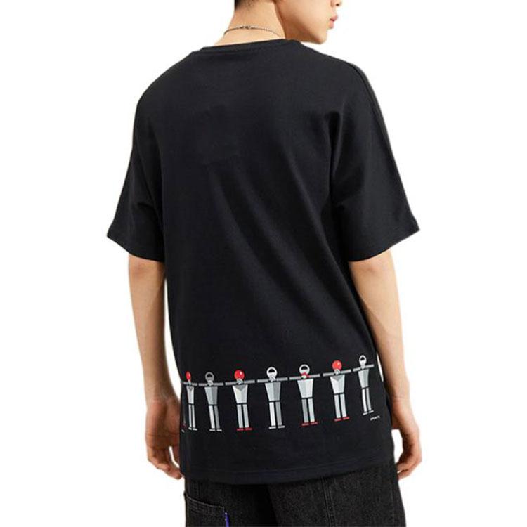 Li Ning Sports Fashion Series SS21 Paris Fashion Week Loose Cultural Short Sleeve T-Shirt Men T-Shirt Black AHSR071-2