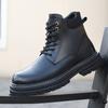 Autumn and Winter New Martin Boots Men's British Style High-top Retro Rhubarb Boots Velvet Thick-soled Snow Boots 2025