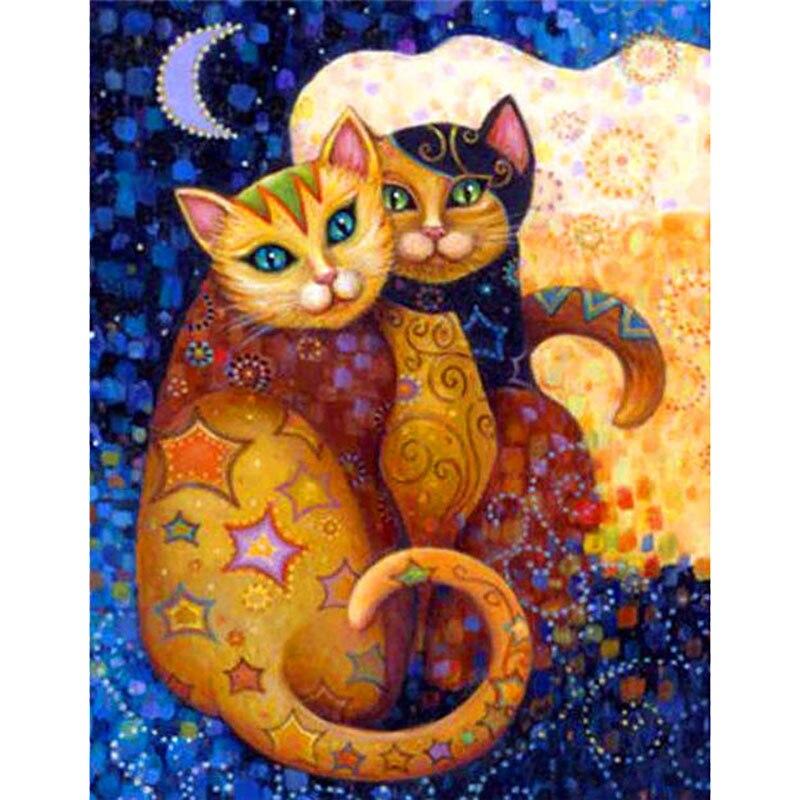 5D DIY Diamond Painting Cat with Tattoos Art Diamond Embroidery Rhinestones Decorations for Home