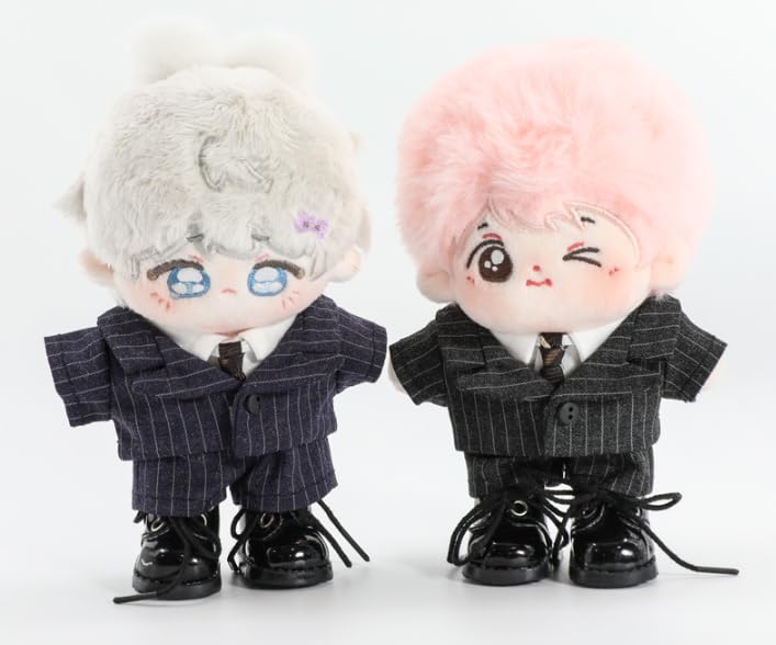 בגדי קטיפה AXLUCE - חליפה, חולצה, עניבה בגודל 10 ס"מ - צעצוע קטיפה - בגדים - בובה (אפור פחם)