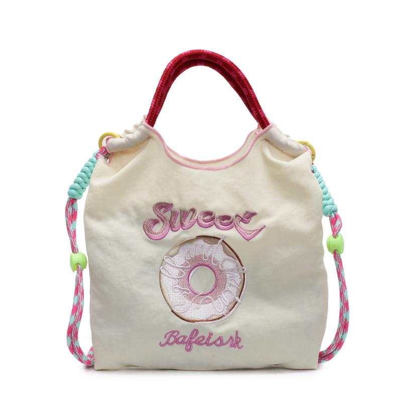 

Embroidery donut nylon bag women s new fashion mini commuter bag shoulder messenger bag белый
