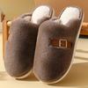 Simple solid color cotton slippers women's autumn and winter home use warm and non-slip couple's premium plush slippers men's