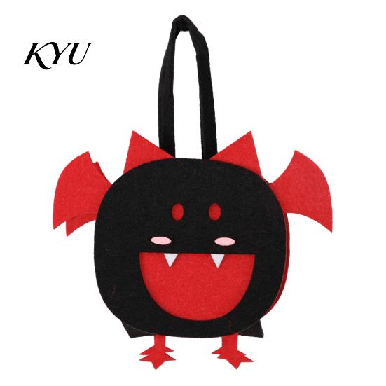 Portable Candy Storage Containers Halloween Felt Trick or Treat Bags, Cartoon Owl Bat Devil Pumpkin Kids Durable Pails Handheld Tote Reusable