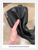 Introducing: Quick-Delivery Mom-Style Grape Boots – Wrinkled Horsehide, Round Toe, Thick Sole, Chunky Heel, Slimming Mid-Calf Knight Boots for Women.