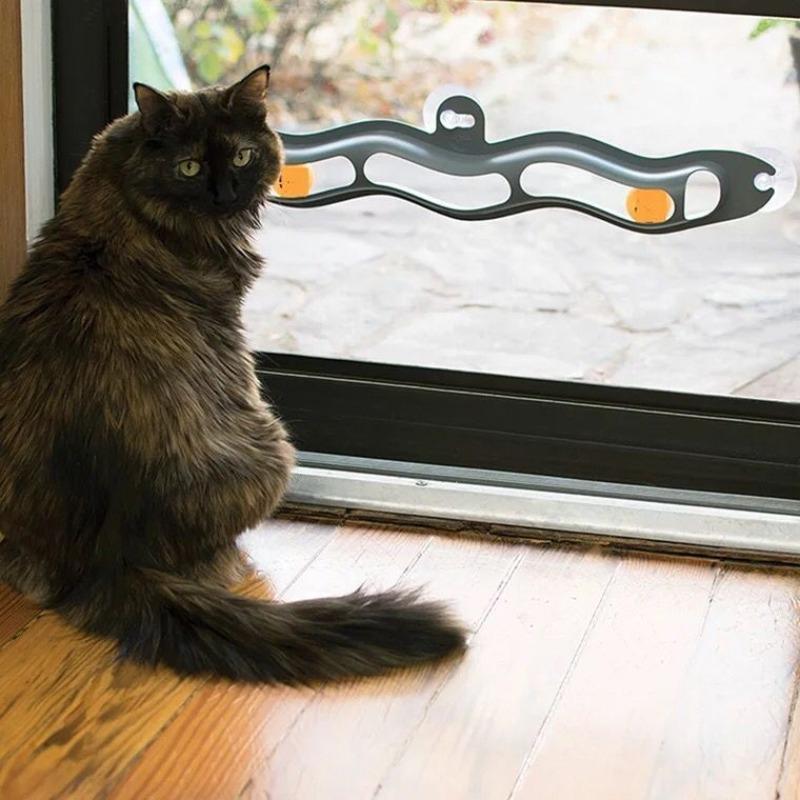 1pc Cat Toys Interactive Cat and Dog Suction ball toys Plastic Wavy Roller with Balls fun animal toys perfect window sills and furniture, cat toys
