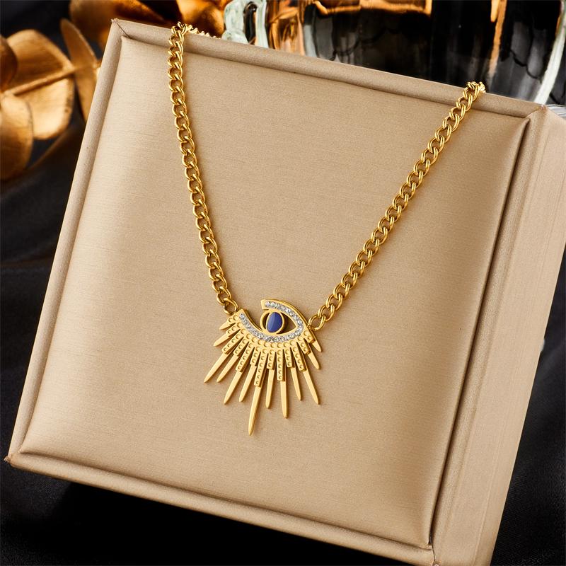 

DIEYURO 316L Нержавеющая сталь Подвеска-ожерелье с голубыми глазами для женщин Новая винтажная цепочка на ключицу для девушек Циркон Подарки на день рождения Бижутерия