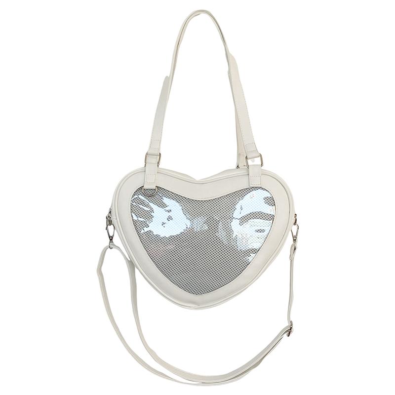 

Japanese Fashion JK Uniform Shoulder Bag Heart-shaped Lolita Tote Bag Pin Display Ita Bags Cute Girls Casual Crossbody Purse Ita